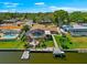 Waterfront home with a screened-in lanai, dock, and lush landscaping providing the perfect spot for relaxing at 5563 America Dr, Sarasota, FL 34231