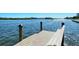 Community dock with a wooden bench overlooking the water at 5963 Midnight Pass Rd # 355, Sarasota, FL 34242