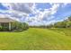 Expansive backyard featuring lush lawn and scenic water views, ideal for outdoor activities at 7710 Seven Oaks Dr, Bradenton, FL 34201