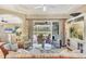 Comfortable living room with a ceiling fan and a view of the lanai at 7816 Ashley Cir, University Park, FL 34201