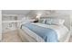 Spacious bedroom with a king-size bed, vaulted ceiling, and stylish coastal decor at 800 S Blvd Of The Presidents # 3, Sarasota, FL 34236