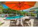Inviting backyard features a sparkling pool with lounge chairs and lush landscaping for a relaxing outdoor space at 805 N Bay Blvd, Anna Maria, FL 34216