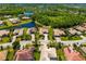 High angle drone view of the neighborhood with manicured lawns, and scenic ponds at 12810 Kite Dr, Bradenton, FL 34212