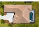 Birds eye view of a home with a screened pool and well-manicured landscaping at 12810 Kite Dr, Bradenton, FL 34212