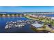 Aerial view of a marina with boats docked on the water at 1294 Riverscape St # D, Bradenton, FL 34208