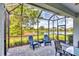 Screened lanai with comfortable seating and scenic water views at 2628 Sapphire Blue Ln, Bradenton, FL 34211