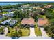 Stunning aerial view of a well-maintained home with a tile roof, screened pool, and verdant landscaping at 3786 Surrey Ln, Sarasota, FL 34235