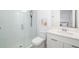 Clean and modern bathroom featuring a glass shower, toilet, and vanity at 16626 Paynes Mill Dr, Lakewood Ranch, FL 34211