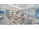 Open-concept living area with tile flooring, comfortable sofas, and seamless transition to the kitchen at 21287 Sandal Foot Dr, Venice, FL 34293