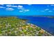 Beautiful aerial view captures the serene coastline with waterfront homes and Sarasota Bay under a blue sky at 2305 Riverview Blvd, Bradenton, FL 34205