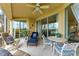 Serene screened lanai featuring cozy seating and a tranquil outdoor ambiance at 23261 Banbury Way # 501, Venice, FL 34293