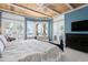 This bedroom has a trey ceiling, and a blue color scheme with lots of natural light and fantastic ocean views at 2333 Gulf Of Mexico Dr # 1A2, Longboat Key, FL 34228