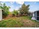 Private backyard with a picnic table, mature tree, and secure fencing for outdoor enjoyment at 3515 W Pearl Ave, Tampa, FL 33611