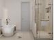 Modern bathroom featuring a freestanding tub and glass enclosed shower at 3847 30Th S Ave, St Petersburg, FL 33711