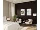 Comfortable bedroom featuring a dark accent wall, natural light, and stylish furniture at 3901 30Th S Ave, St Petersburg, FL 33711
