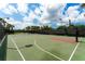 Wide angle shows the tennis court and the basketball court with lighting, fencing, and nice landscaping at 5934 Guarino Dr, Sarasota, FL 34238