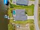 Overhead shot of single-Gathering homes with screened-in pools, boat docks, and manicured lawns at 8058 Santa Cruz Dr, Port Charlotte, FL 33981