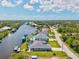 Scenic aerial view of homes along a canal with boat docks and beautiful landscaping at 8058 Santa Cruz Dr, Port Charlotte, FL 33981