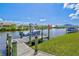 Beautiful view of a private boat dock, providing direct access to the canal at 8058 Santa Cruz Dr, Port Charlotte, FL 33981