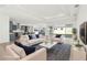 Open-concept living room with stylish sofas, modern decor and a seamless flow to the kitchen at 8405 Golden Beach Ct, Parrish, FL 34219