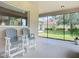 Inviting screened lanai with high-top seating and views of the serene backyard at 12628 Daisy Pl, Bradenton, FL 34212