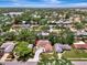 Aerial view of a home with a pool, nestled among lush trees in a quiet neighborhood at 2924 Valley Forge St, Sarasota, FL 34231