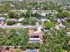 Stunning aerial view of a single-Gathering home with a screened pool and lush landscaping in a mature neighborhood at 2924 Valley Forge St, Sarasota, FL 34231