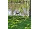 Beautiful pond view with a heron in the water, fringed with greenery and trees at 7334 Regina Royale # 74, Sarasota, FL 34238