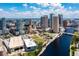 Amazing aerial view of the city skyline with a river and buildings on a sunny day at 777 N Ashley Dr # 1712, Tampa, FL 33602