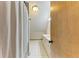 Small bathroom with a shower, vanity and a light fixture at 906 134Th E St, Bradenton, FL 34212