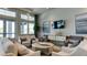 Relaxing lounge area features stylish seating, a modern TV, and beautiful artwork at 15332 Serene Shores Loop St, Bradenton, FL 34211