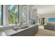 Bright kitchen boasting sleek countertops, a modern faucet, and a scenic view at 1540 Hillview Dr, Sarasota, FL 34239