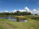 Picturesque pond view surrounded by mature trees, offering a serene natural backdrop and possible wildlife habitat at 18044 Cherished Loop, Bradenton, FL 34211