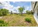 A spacious backyard with a mix of grass, sandy patches, and some plants at 22209 Breezeswept Ave, Port Charlotte, FL 33952