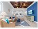 Comfortable living room with vaulted wood-paneled ceiling, plush seating, and bar access at 319 Compass Point Dr # 201, Bradenton, FL 34209