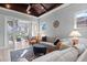 Cozy living room features a wood-paneled ceiling, plush seating, and sunroom access at 319 Compass Point Dr # 201, Bradenton, FL 34209