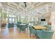 Spacious lounge features ample seating, a coffered ceiling with fans, and views of the outside scenery at 319 Compass Point Dr # 201, Bradenton, FL 34209
