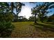 Tranquil backyard featuring open green space and mature trees, offering a serene outdoor setting at 3406 67Th Street E Ct, Bradenton, FL 34208
