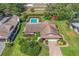 Beautiful home with lush landscaping, brick driveway, and screened pool at 4806 Huntleigh Dr, Sarasota, FL 34233