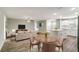 A spacious living room and kitchen featuring wood floors, white cabinets, and modern decor at 8308 Pelican Rd, Englewood, FL 34224