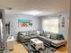 Inviting living room featuring a large sectional, contemporary artwork, and hardwood flooring at 240 Patterson Ave, Osprey, FL 34229