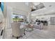 Bright living room with high ceilings, open floor plan, and views of the outdoor pool and patio at 2818 Starwood Ct, Lakewood Ranch, FL 34211