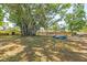 Expansive backyard showcasing mature trees, an outdoor seating area, and a fenced perimeter at 337 Somerset Ave, Sarasota, FL 34243