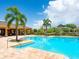 Resort-style community pool with lounge area and palm trees on a sunny day at 3623 Pitch Ln, Sarasota, FL 34232