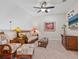 Comfortable living room with ceiling fan, artwork and unique furniture at 3623 Pitch Ln, Sarasota, FL 34232