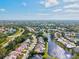 Breathtaking aerial view of waterfront homes surrounded by scenic lakes, lush greenery, and winding roads at 4173 Westbourne Cir, Sarasota, FL 34238