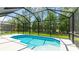 Screened-in pool area with a serene view of the green backyard at 4325 Renwick Dr, Parrish, FL 34219