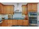 Close up of a kitchen highlighting updated cabinets, stainless steel appliances, and designer backsplash at 6015 S Elkins Ave, Tampa, FL 33611