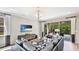 Cozy living room with a large sectional sofa, entertainment center, and sliding doors to a private outdoor space at 6111 Horse Mill Pl, Palmetto, FL 34221
