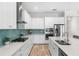 Modern kitchen featuring quartz countertops, stainless steel appliances, and a stylish backsplash at 6317 Rivo Lakes Blvd, Sarasota, FL 34241